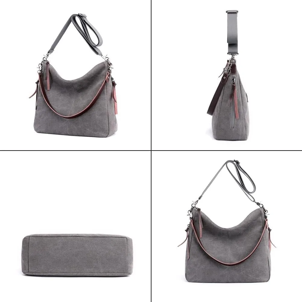 Large Capacity Messenger Satchel Tote Handbag Crossbody for Women Canvas Shoulder Purse