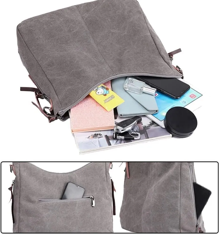 Large Capacity Messenger Satchel Tote Handbag Crossbody for Women Canvas Shoulder Purse