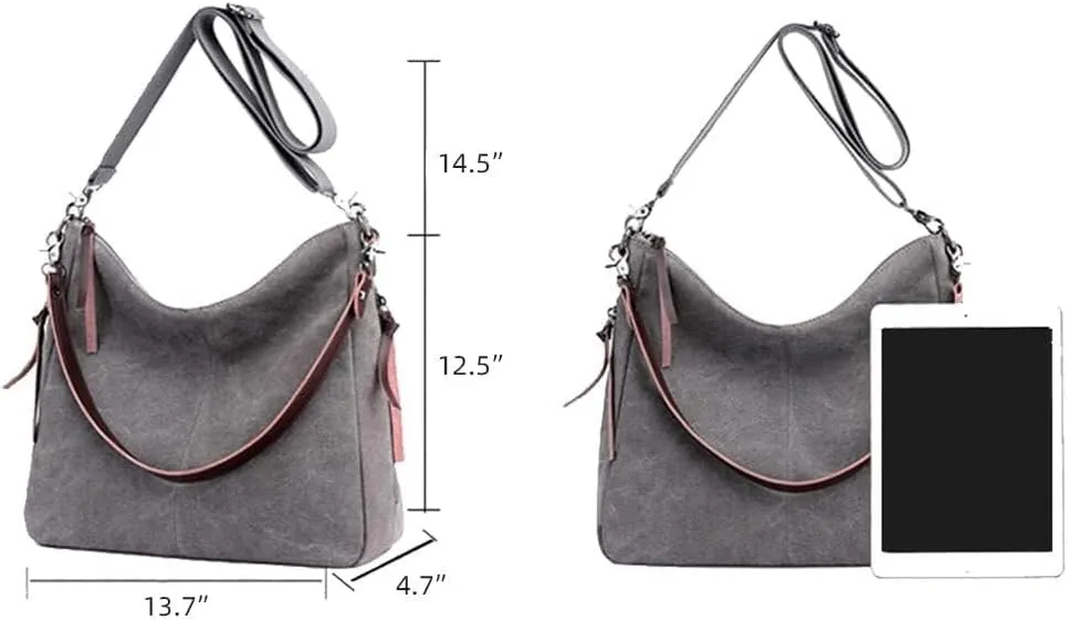 Large Capacity Messenger Satchel Tote Handbag Crossbody for Women Canvas Shoulder Purse
