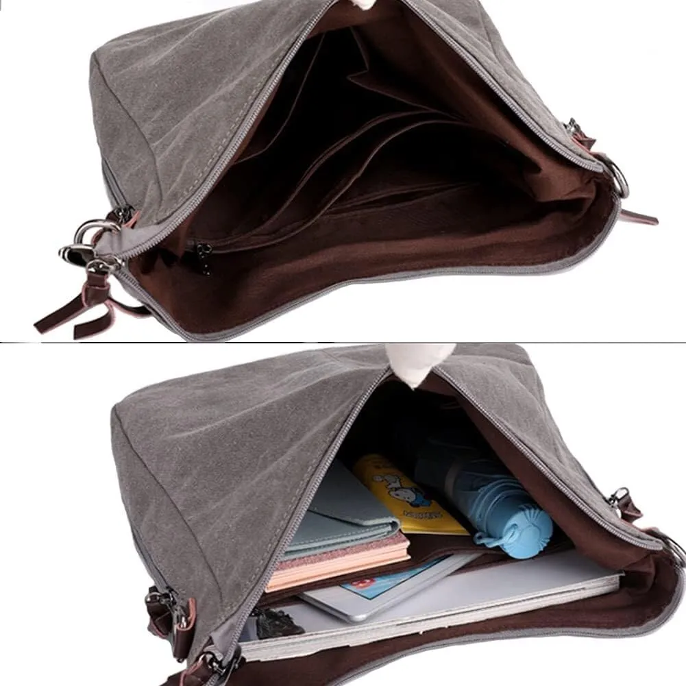 Large Capacity Messenger Satchel Tote Handbag Crossbody for Women Canvas Shoulder Purse