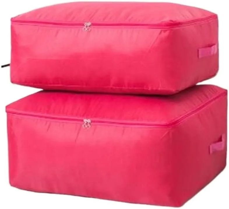 Large Capacity Wardrobe Moisture Proof Organizer Bags Foldable Clothes Quilt Storage Bags Multifunctional Sundries Storage Bag(Rose red,L 60x50x25cm)