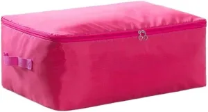 Large Capacity Wardrobe Moisture Proof Organizer Bags Foldable Clothes Quilt Storage Bags Multifunctional Sundries Storage Bag(Rose red,L 60x50x25cm)
