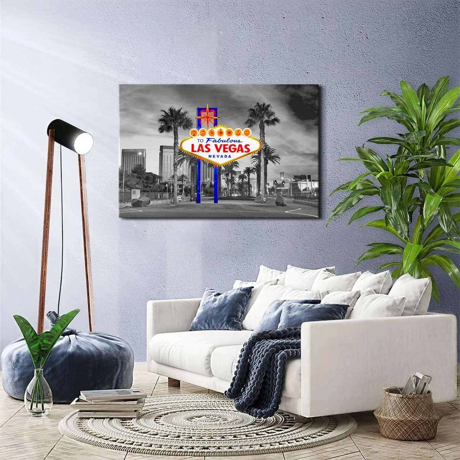 Las Vegas Wall Art Black and White Cityscape Wall Decor Large Nevada Skyline Picture Living Room Canvas Prints 32x48”, USA City Poster Gambler Urban Building Artwork Bedroom Office Home Decorations
