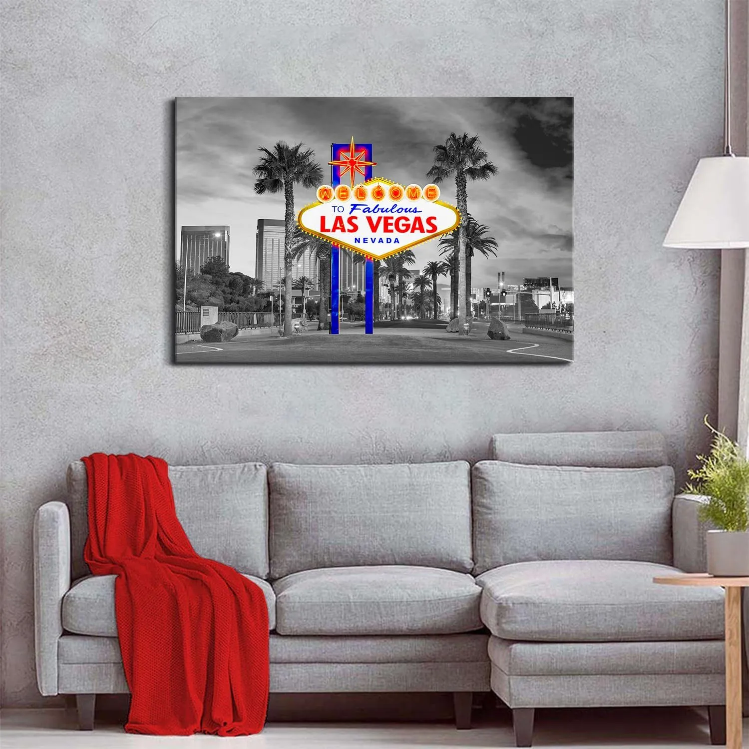 Las Vegas Wall Art Black and White Cityscape Wall Decor Large Nevada Skyline Picture Living Room Canvas Prints 32x48”, USA City Poster Gambler Urban Building Artwork Bedroom Office Home Decorations