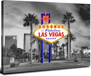 Las Vegas Wall Art Black and White Cityscape Wall Decor Large Nevada Skyline Picture Living Room Canvas Prints 32x48”, USA City Poster Gambler Urban Building Artwork Bedroom Office Home Decorations