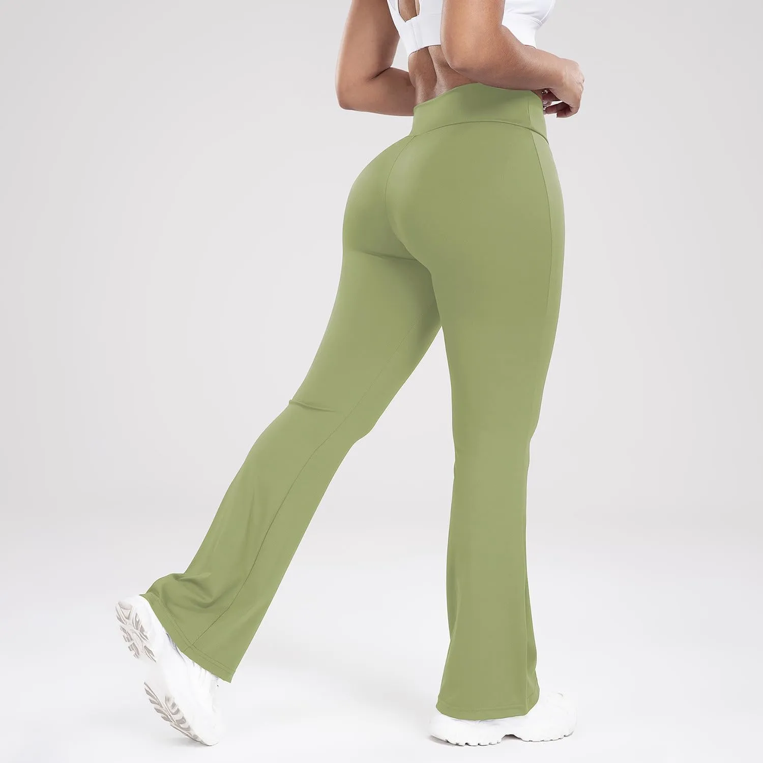 Lastesso Flare Leggings for Women High Waist Classiac Yoga Gym Pants with Pockets Tummy Control Going Out Workout Leggings