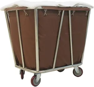 Laundry Sorter on Wheels Laundry Trolley Cart Medical Cart Commercial Heavy-Duty Rolling Laundry Sorter Cart On Wheels, Wheeled Hotel Trolley Bin with Removable Bag (Color : Brown)
