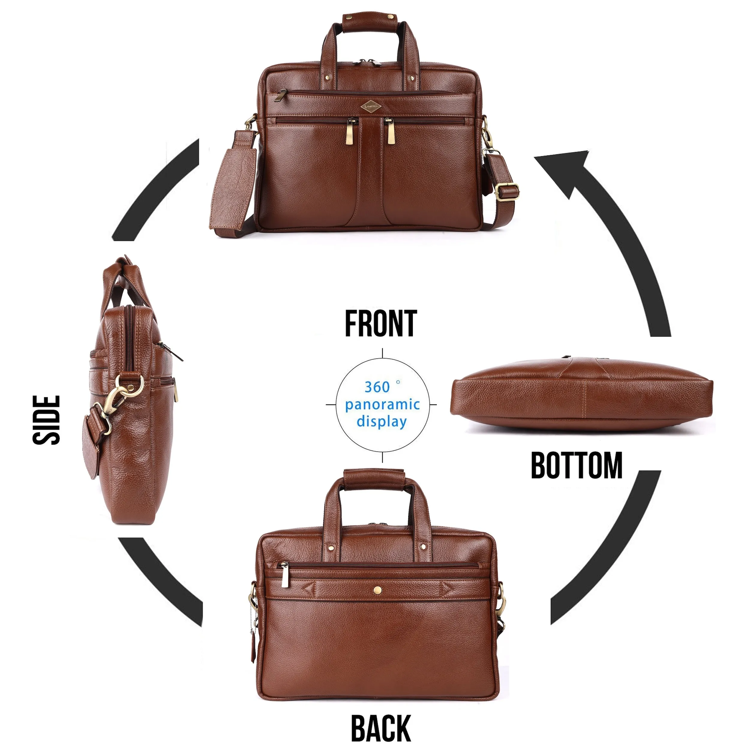 Laveri® Genuine Leather Laptop Messenger bag #2816 TAN