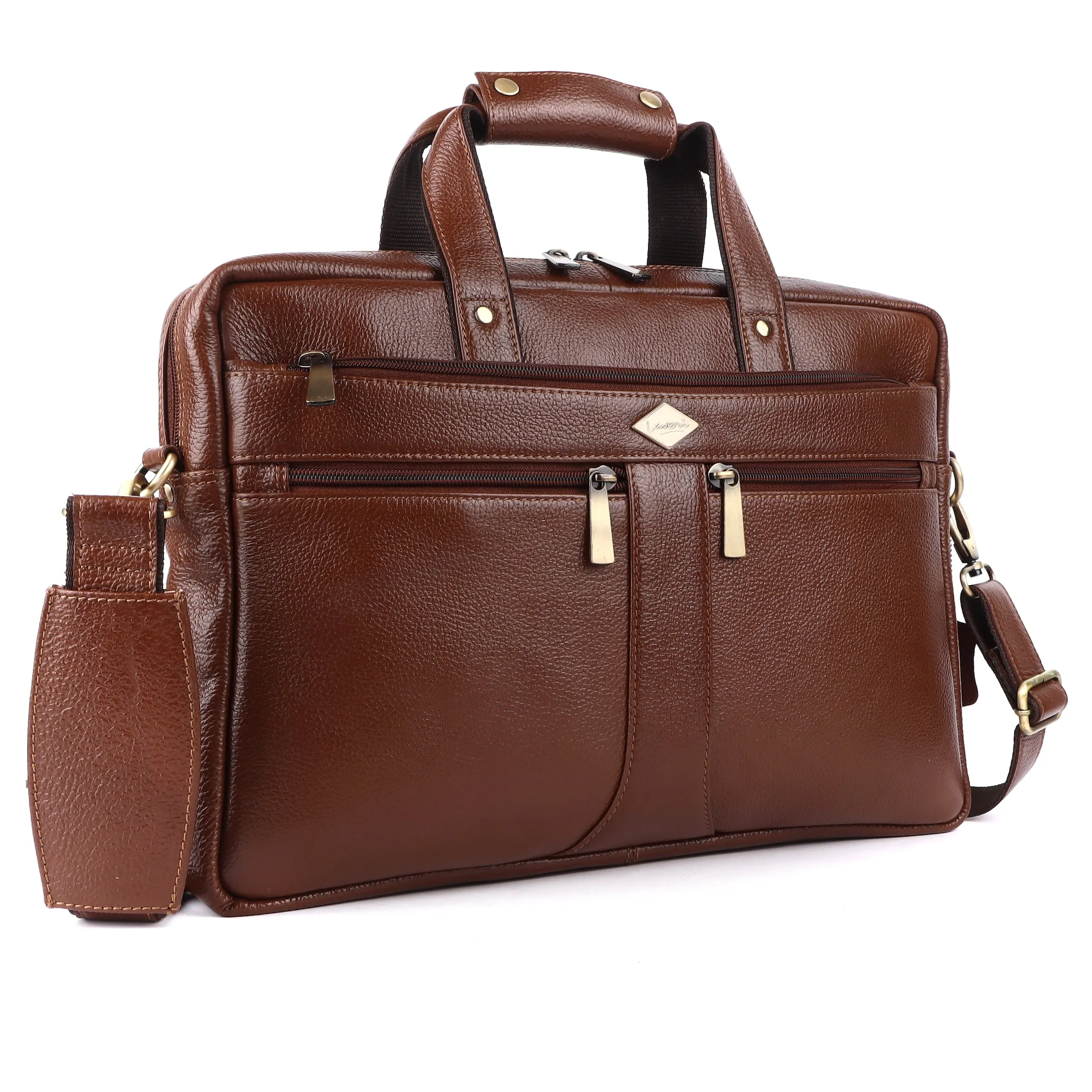 Laveri® Genuine Leather Laptop Messenger bag #2816 TAN