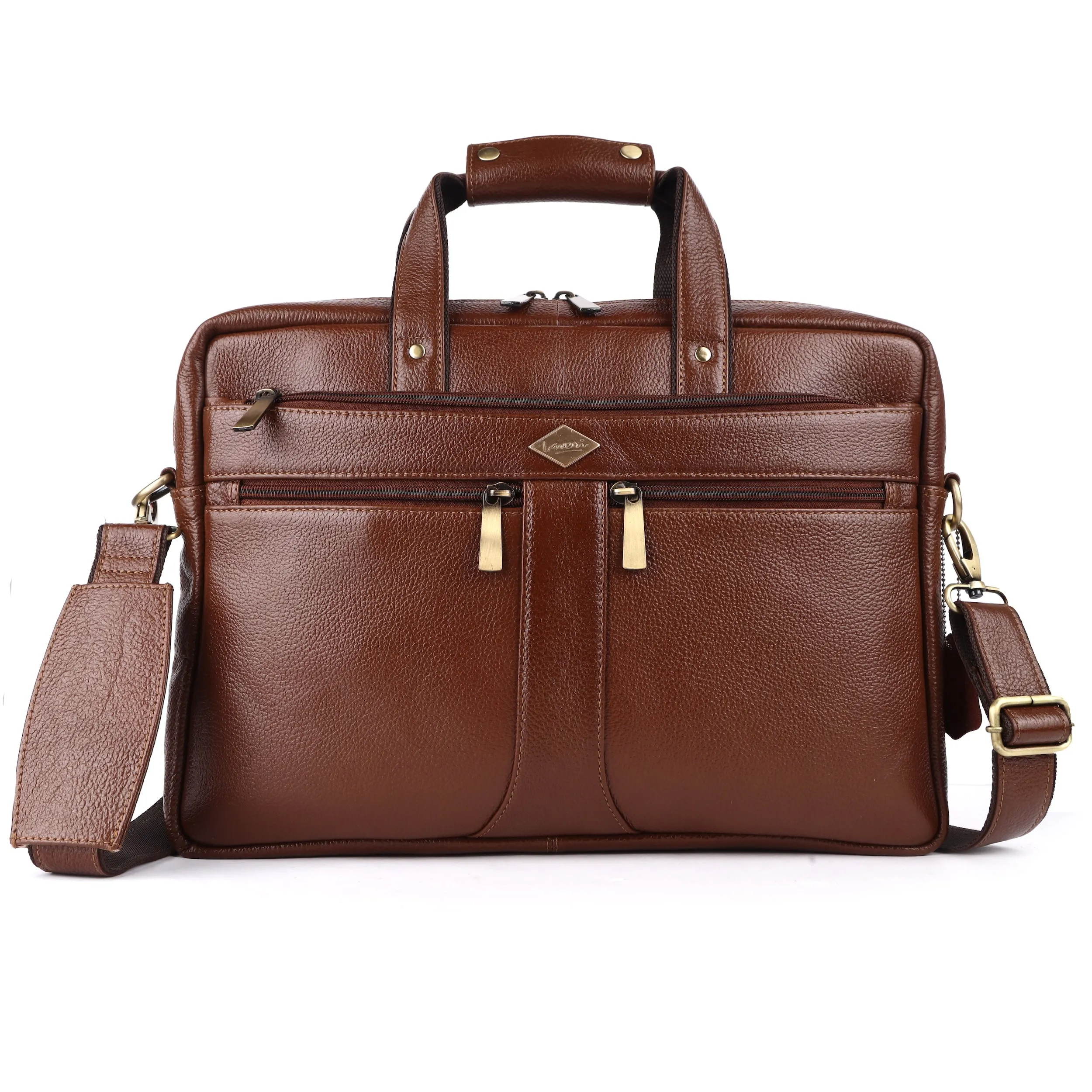 Laveri® Genuine Leather Laptop Messenger bag #2816 TAN