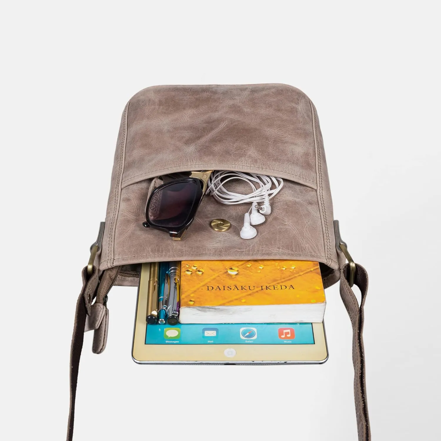 LEABAGS Leather Crossbody Bag - Vintage Genuine Buffalo Leather Handbag - Shoulder Messenger Bag Men Women Briefcase Athens