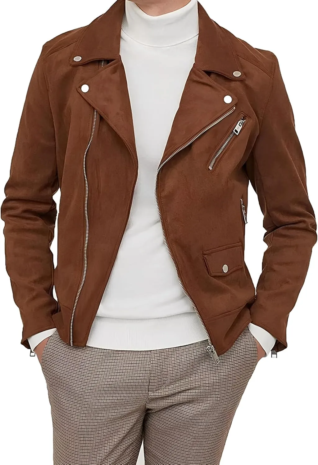 Leather Jacket Men, Tan and Brown Premium Genuine Suede Leather Jackets For Men