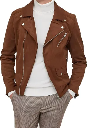 Leather Jacket Men, Tan and Brown Premium Genuine Suede Leather Jackets For Men