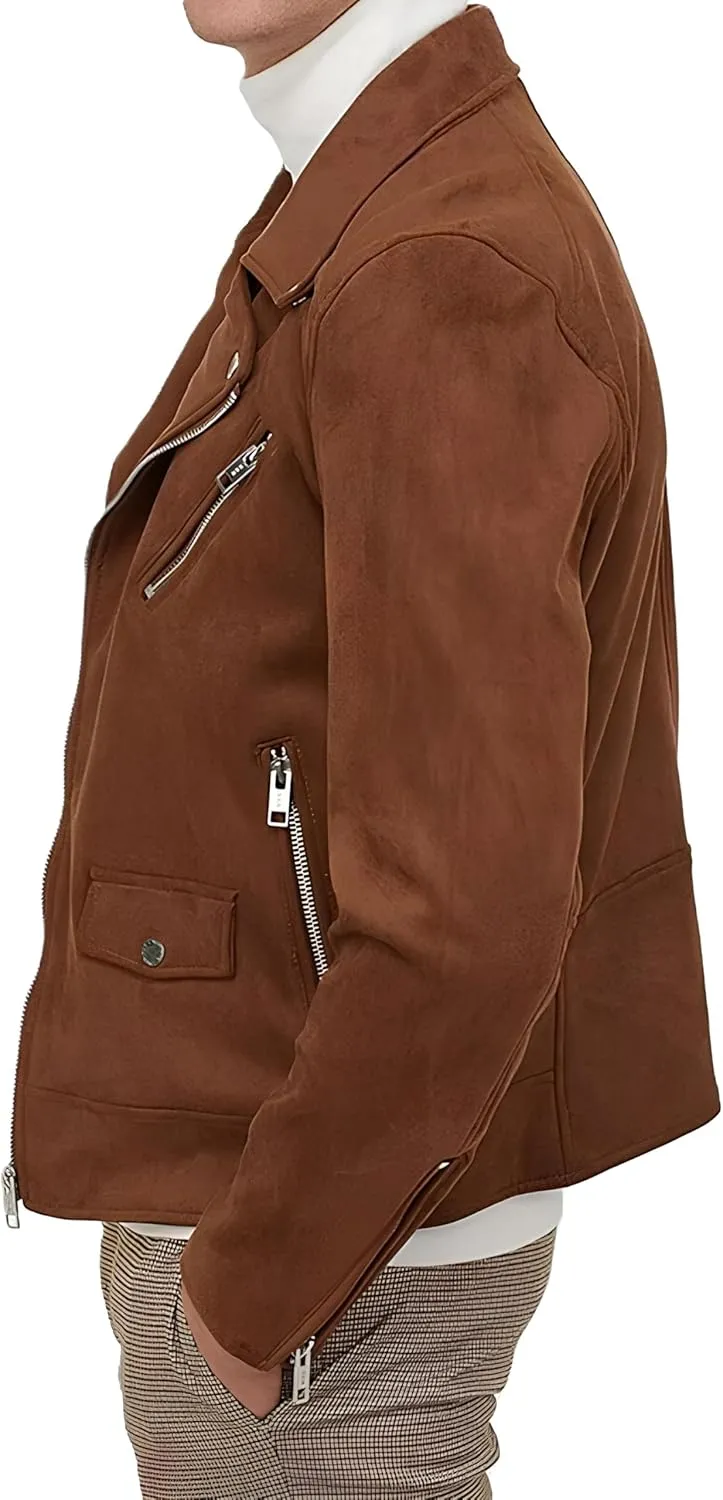 Leather Jacket Men, Tan and Brown Premium Genuine Suede Leather Jackets For Men