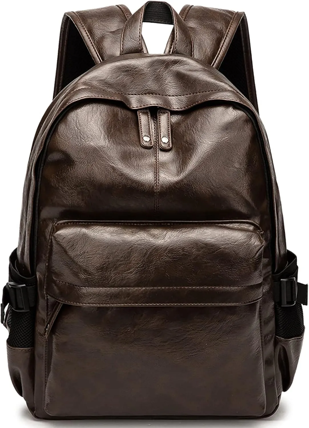 Leather Laptop Backpack for Men Women, School College Bookbag Casual Travel Daypack (Brown)