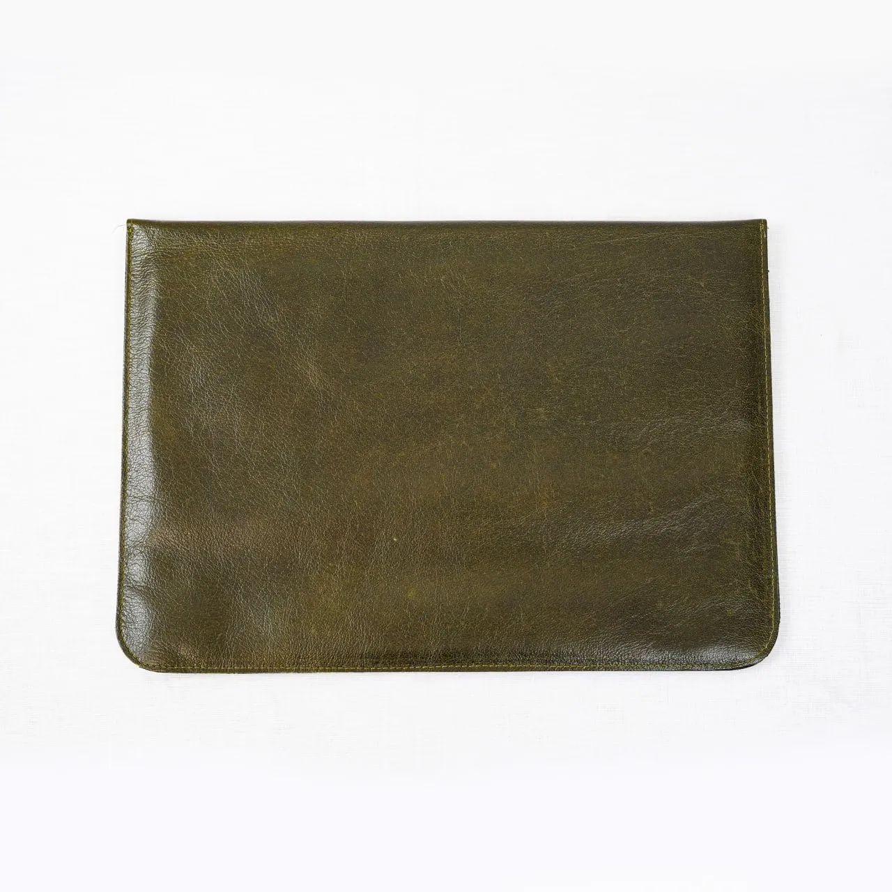 Leather Laptop Sleeve - Reseda Green