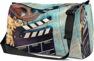 Leather Sport Gym Bag Movie Element Pattern Weekender Bag for Women and Men Carry On Bag Movie Clapper Travel Duffel Bag