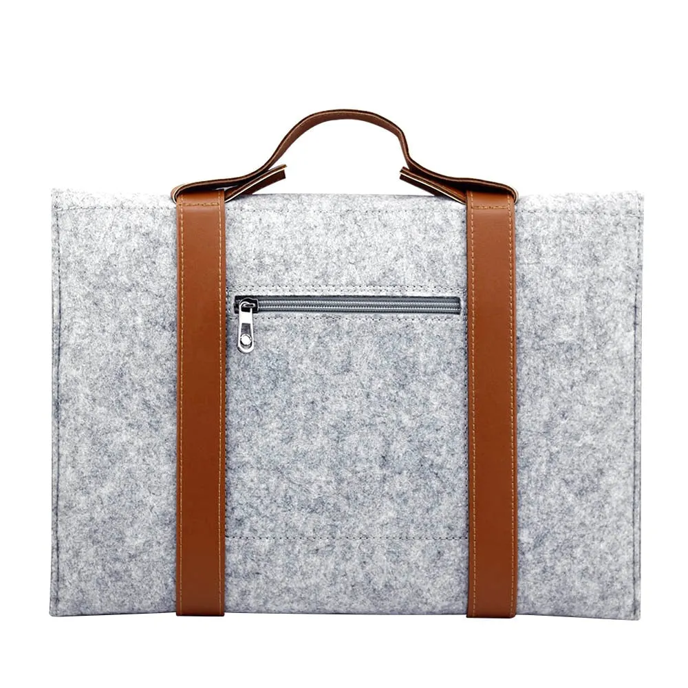 Leather Strip Wool Laptop Sleeve 11-inch