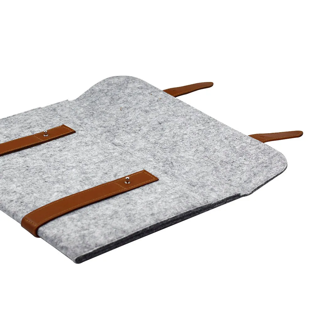 Leather Strip Wool Laptop Sleeve 11-inch
