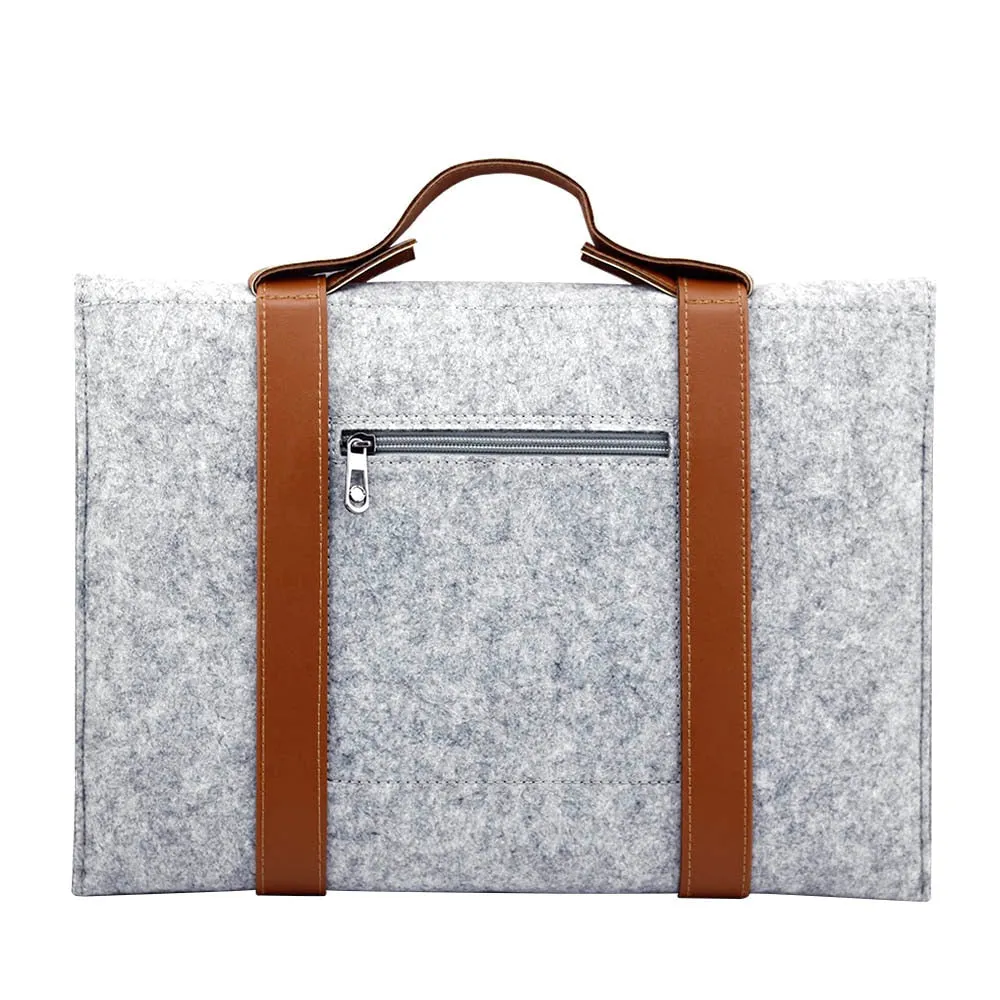 Leather Strip Wool Laptop Sleeve 13-inch
