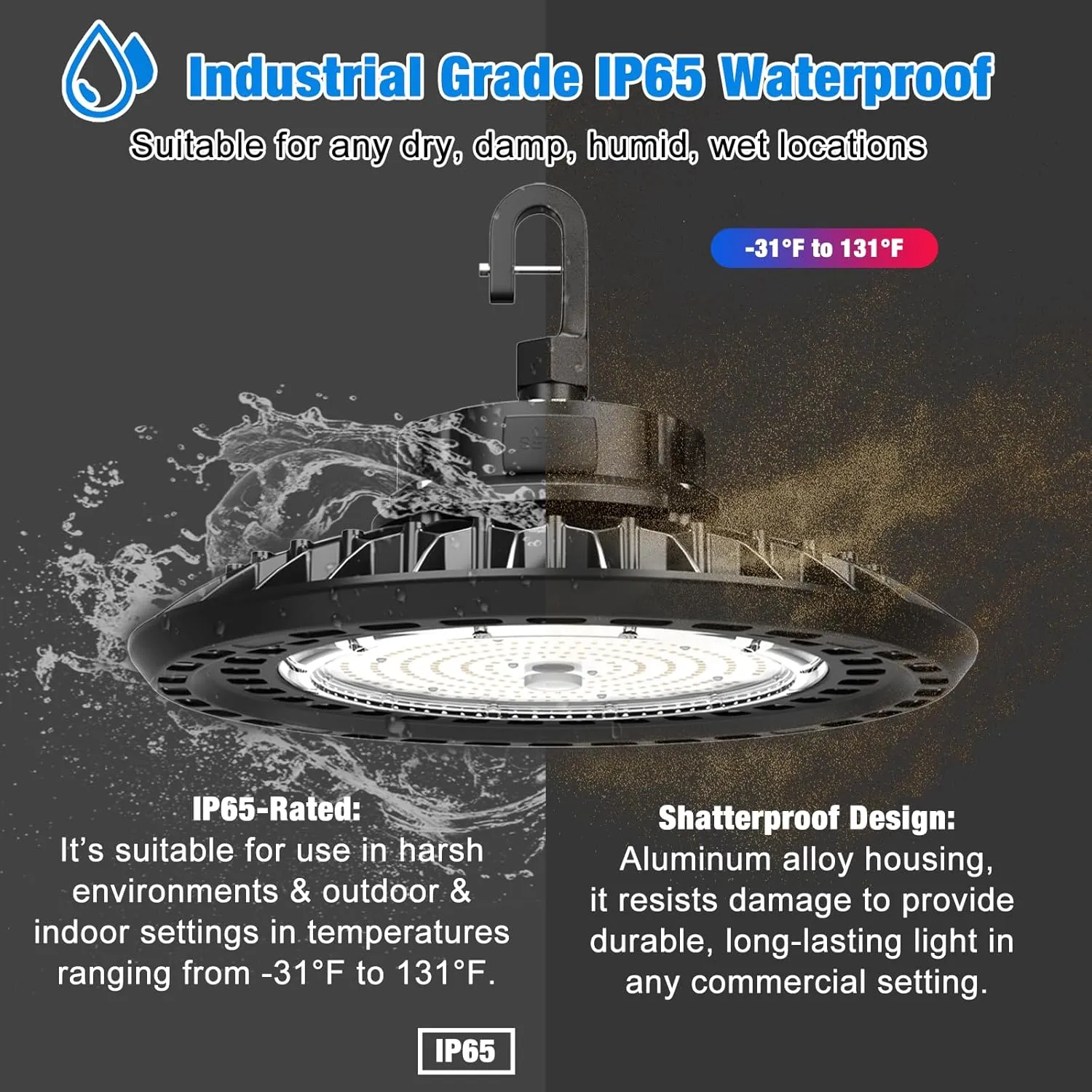 LED High Bay Light Super Bright Dimmable AC100-277V 240W 36000LM 5000K DLC/ETL Listed Lights 6ft with US Plug High Bay LED Light Warehouse Shop Barn Garage (4 Pack)