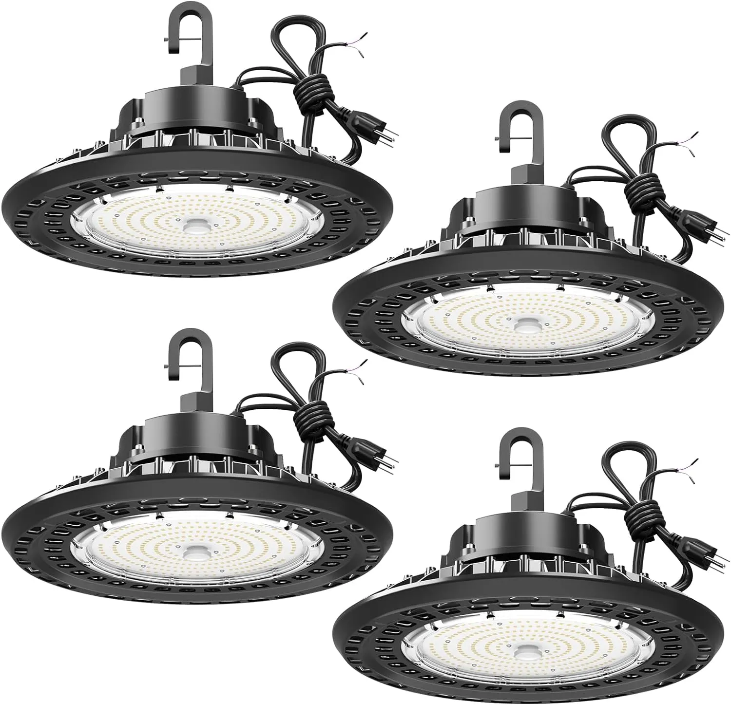 LED High Bay Light Super Bright Dimmable AC100-277V 240W 36000LM 5000K DLC/ETL Listed Lights 6ft with US Plug High Bay LED Light Warehouse Shop Barn Garage (4 Pack)