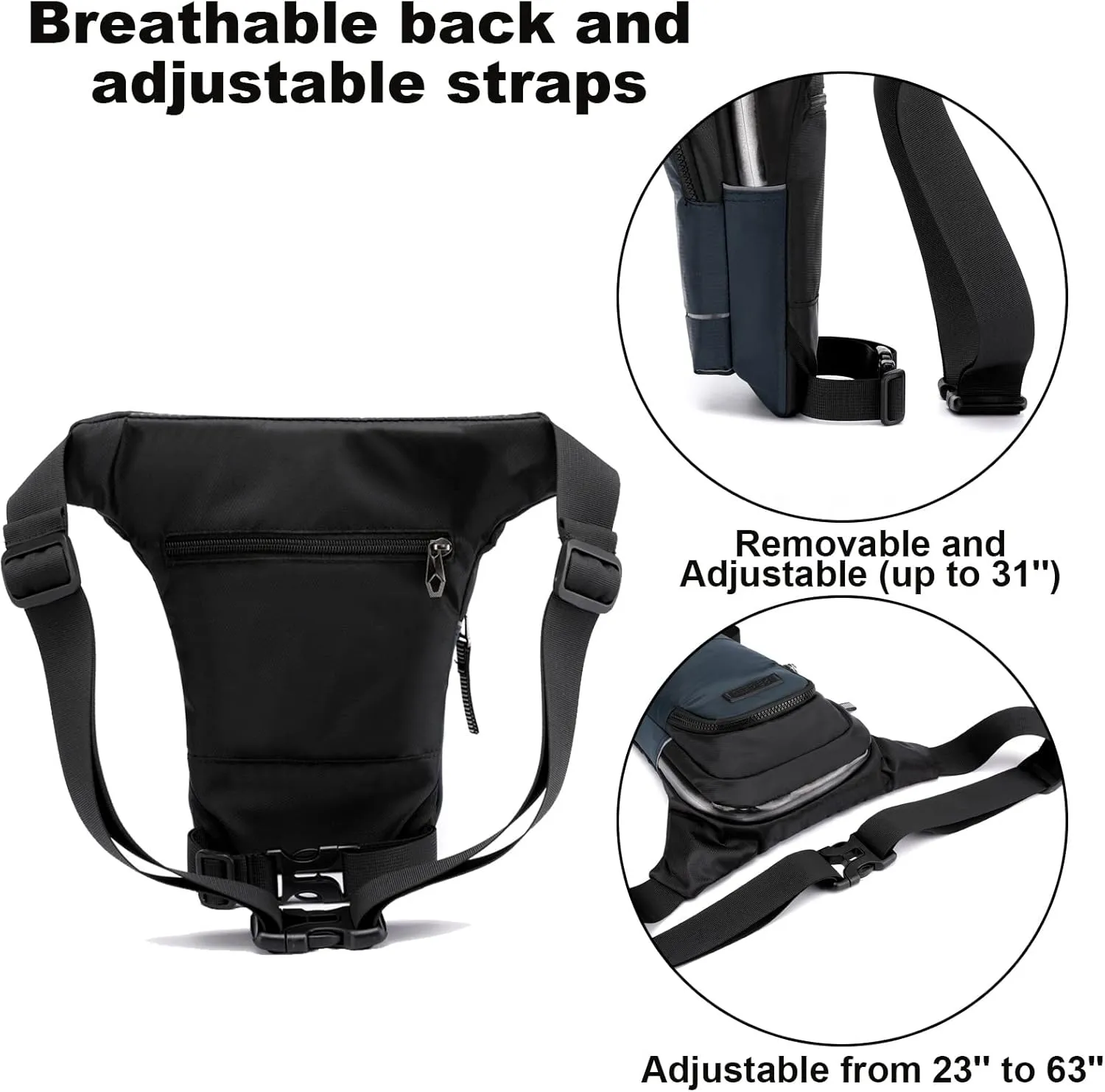 Leg Bag for Men Fanny Packs Women Men’s Outdoor Thigh Bags Motorcycle Ride Crossbody Backpack Shoulder Sling Pack Camping Hiking Cycling Riding, B Navy Blue