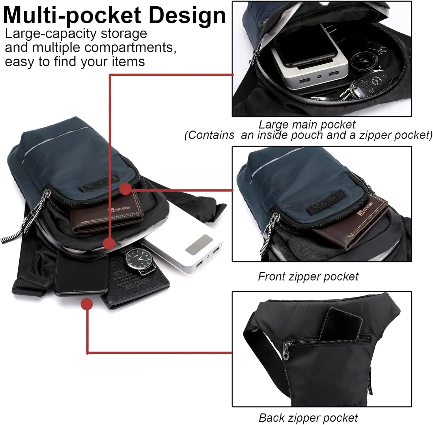 Leg Bag for Men Fanny Packs Women Men’s Outdoor Thigh Bags Motorcycle Ride Crossbody Backpack Shoulder Sling Pack Camping Hiking Cycling Riding, B Navy Blue