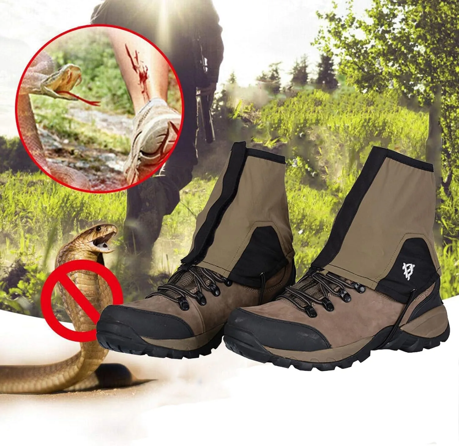 Leg Gaiters,Breathable Snake Gaiters Boots,Adjustable Lightweight Shoes Gaiters,Nylon Fabric Perfect for Snow Trail Running Hiking Walking Mountain Climbing