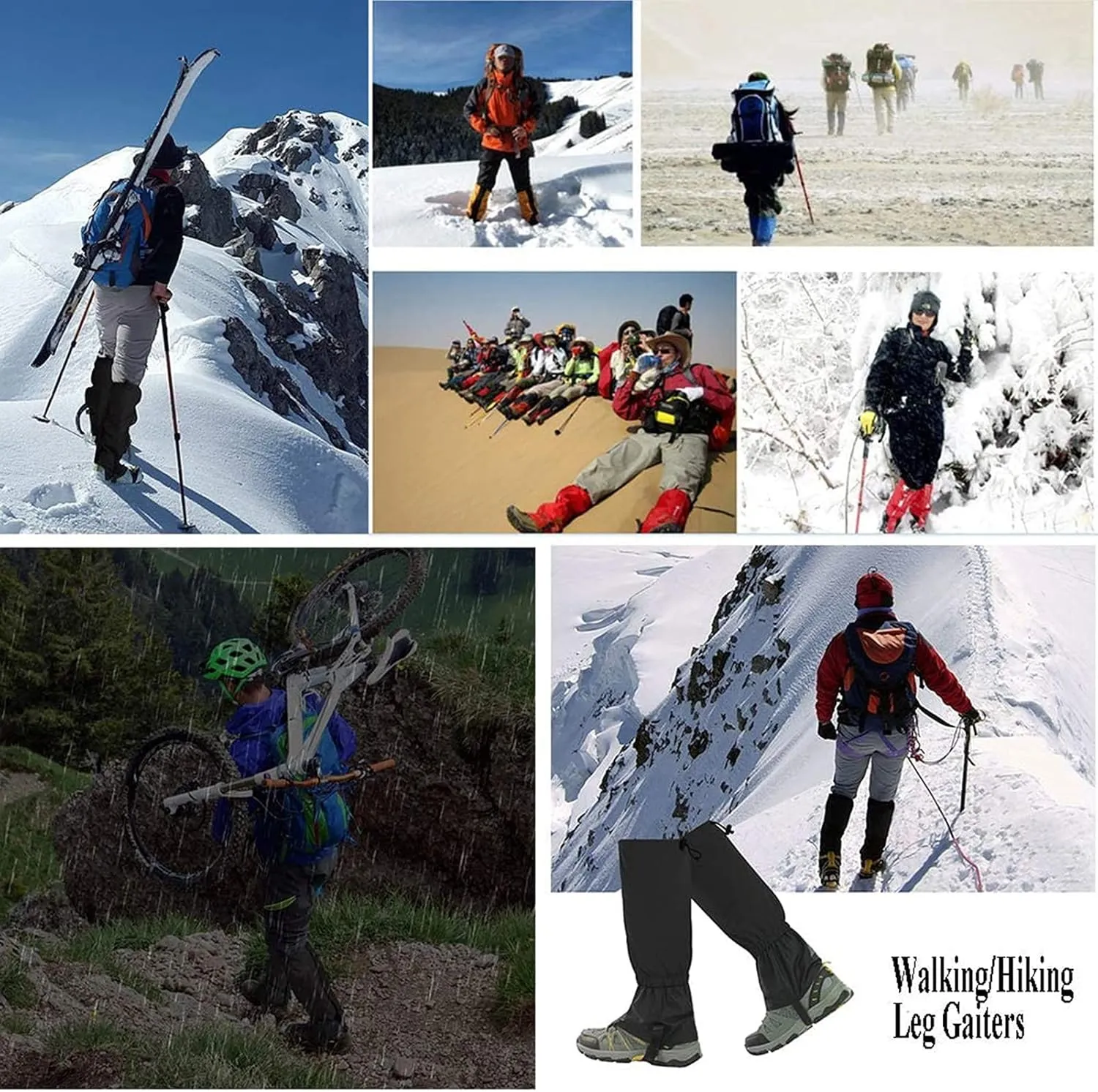 Leg Gaiters,Breathable Snake Gaiters Boots,Adjustable Lightweight Shoes Gaiters,Nylon Fabric Perfect for Snow Trail Running Hiking Walking Mountain Climbing