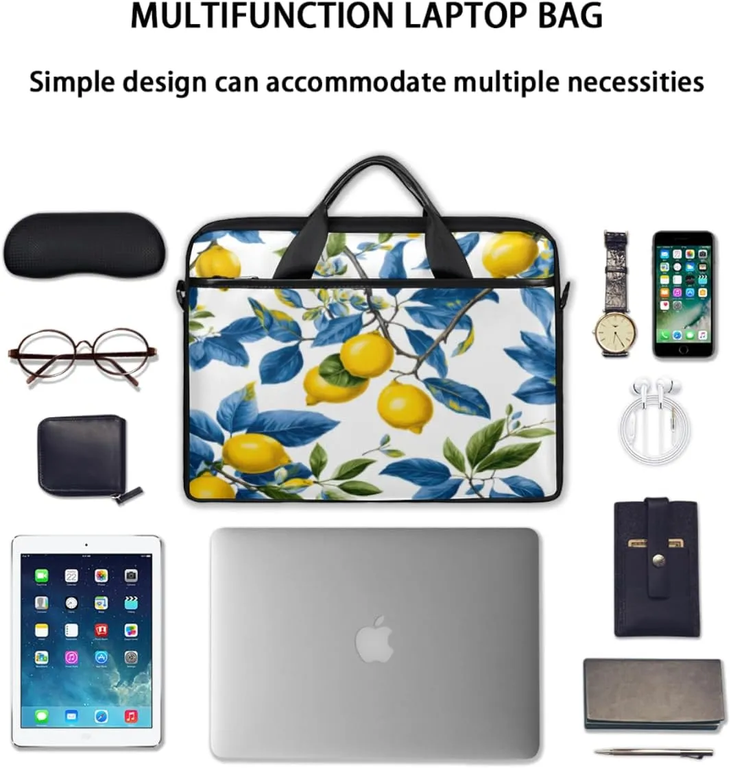 Lemons Bluish Laptop Bag for Men Women 13-15 Inch Case Bags Sleeve Shoulder with Anti Slip Removable The Pad Straps(15x1x11inches)