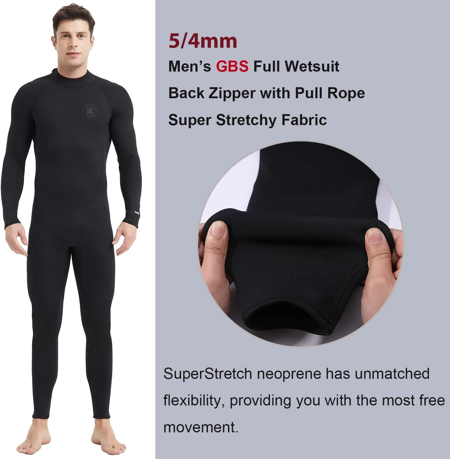 Lemorecn Men's Wetsuit 3/2mm and 5/4mm,Full Wetsuits for Men and Women,Wetsuits for Diving Snorkeling Surfing Swimming