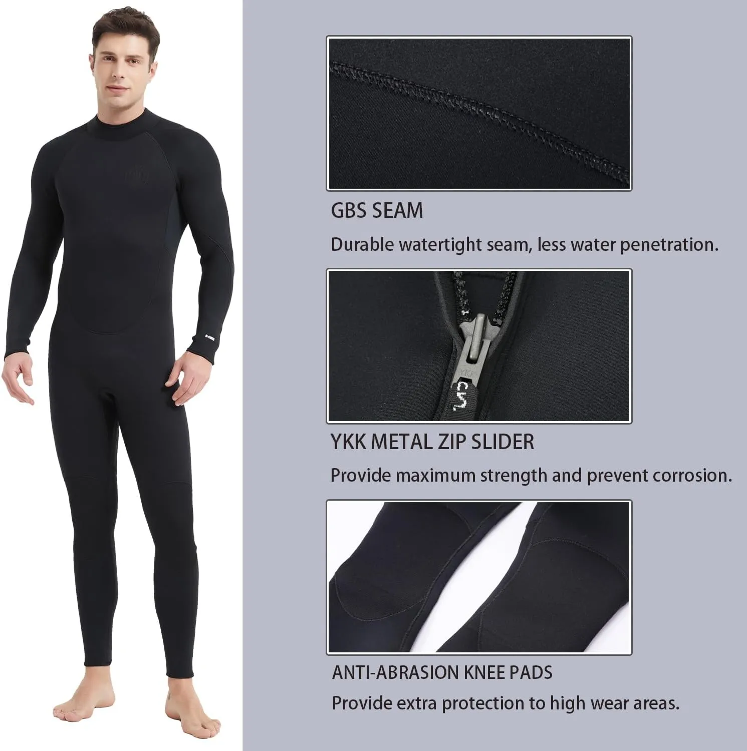 Lemorecn Men's Wetsuit 3/2mm and 5/4mm,Full Wetsuits for Men and Women,Wetsuits for Diving Snorkeling Surfing Swimming