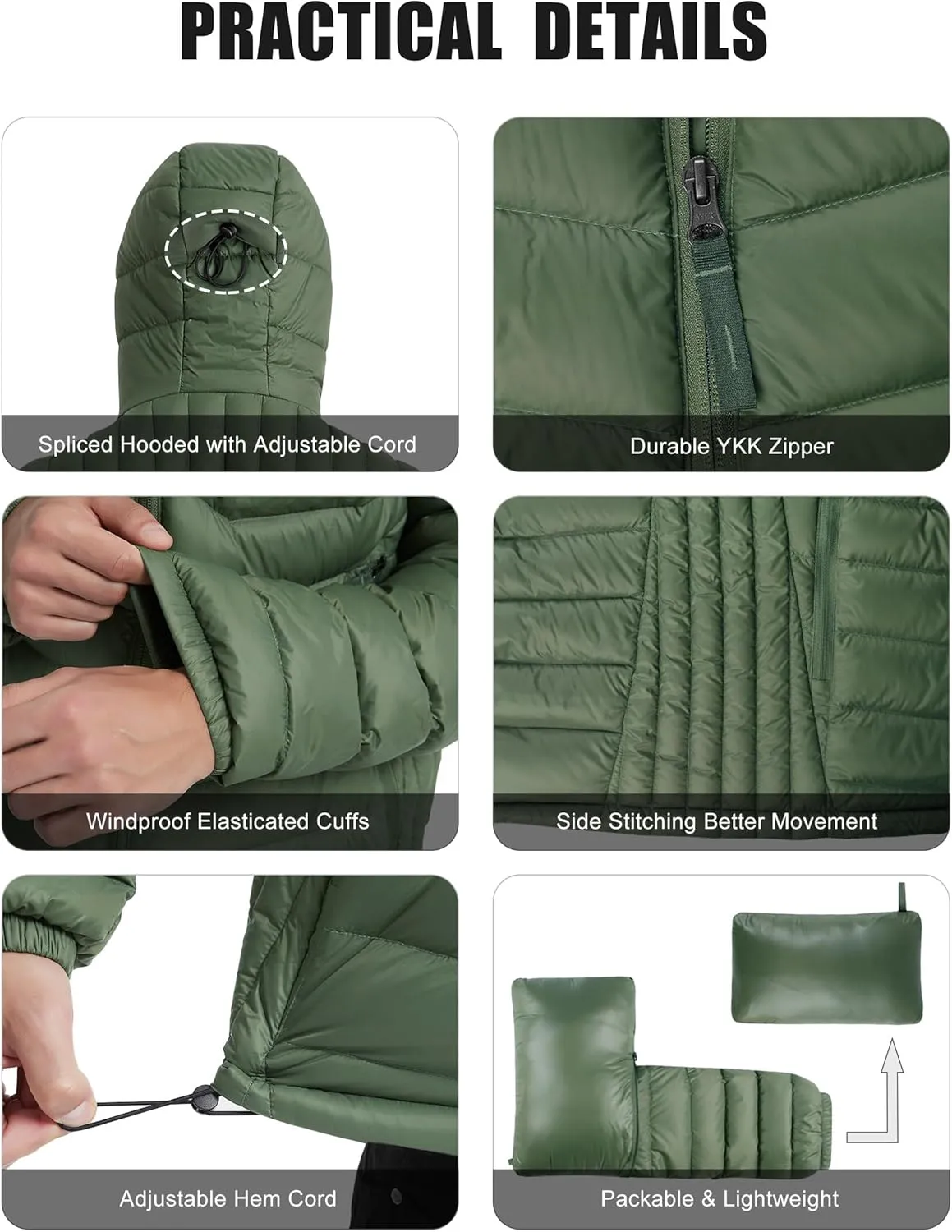 Lesmart Men Down Jacket Puffer Winter Jacket with Hooded Packable Lightweight Windproof Insulated Warm Coat