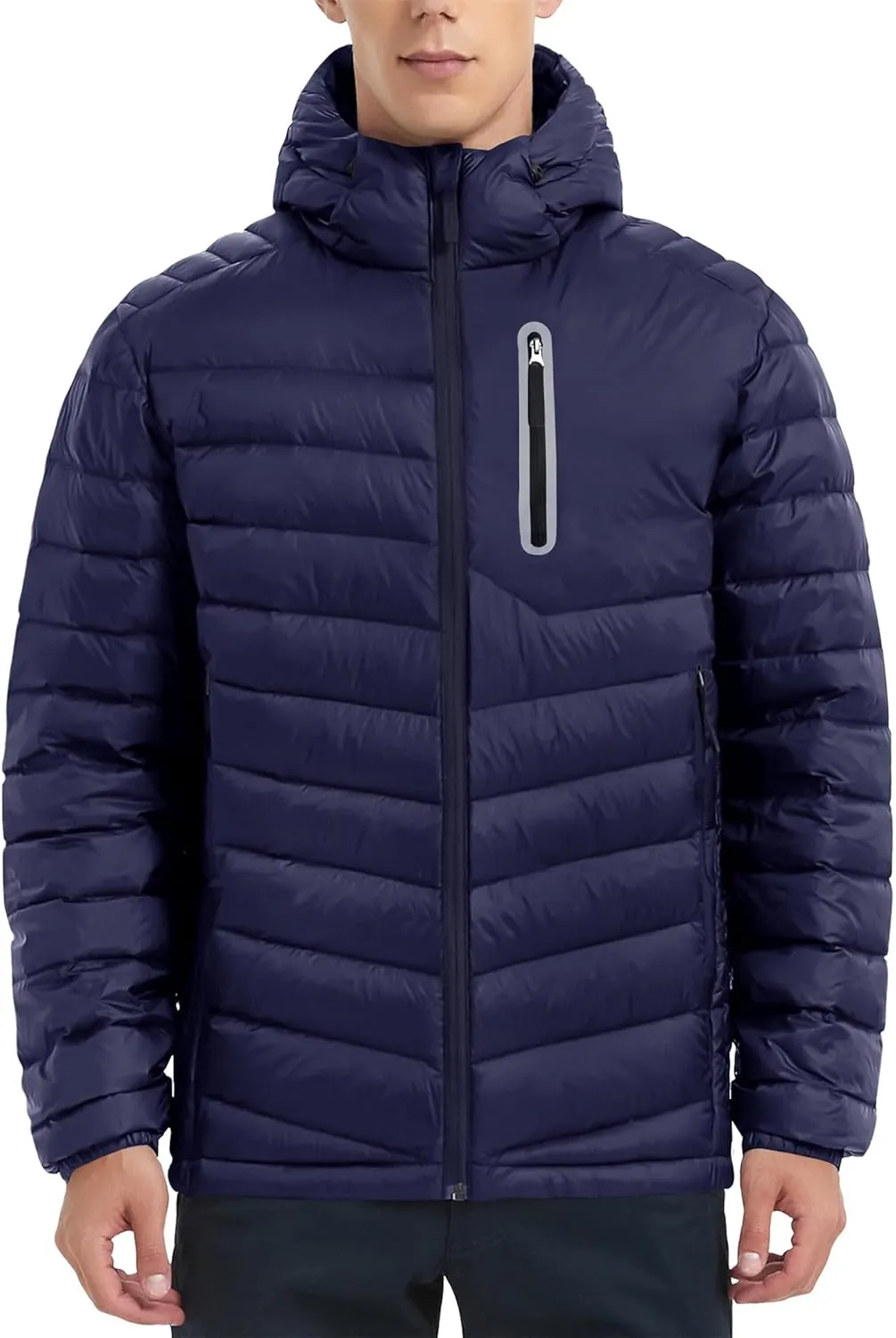 Lesmart Men Down Jacket Puffer Winter Jacket with Hooded Packable Lightweight Windproof Insulated Warm Coat