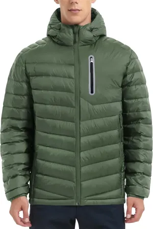 Lesmart Men Down Jacket Puffer Winter Jacket with Hooded Packable Lightweight Windproof Insulated Warm Coat