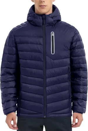 Lesmart Men Down Jacket Puffer Winter Jacket with Hooded Packable Lightweight Windproof Insulated Warm Coat