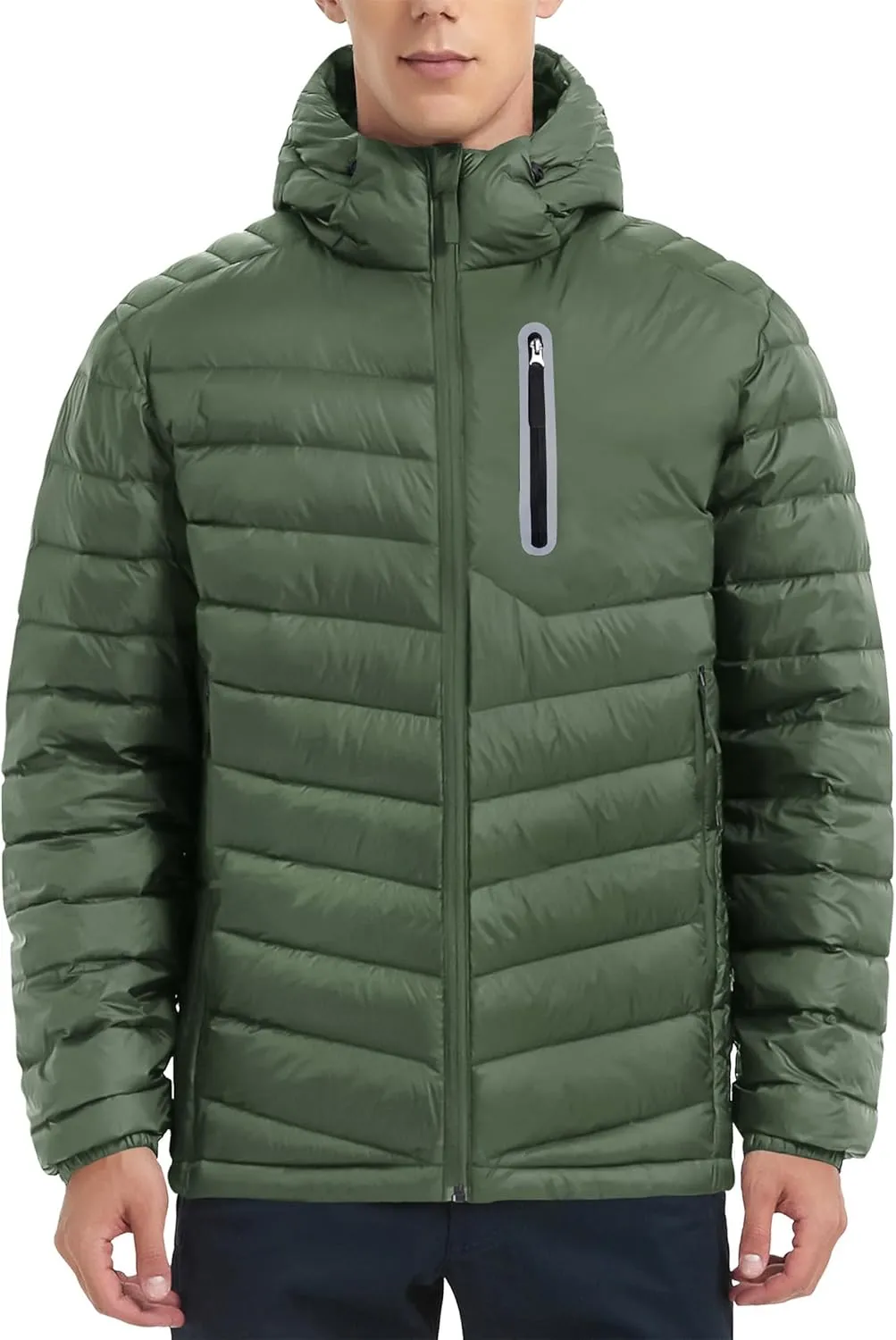 Lesmart Men Down Jacket Puffer Winter Jacket with Hooded Packable Lightweight Windproof Insulated Warm Coat