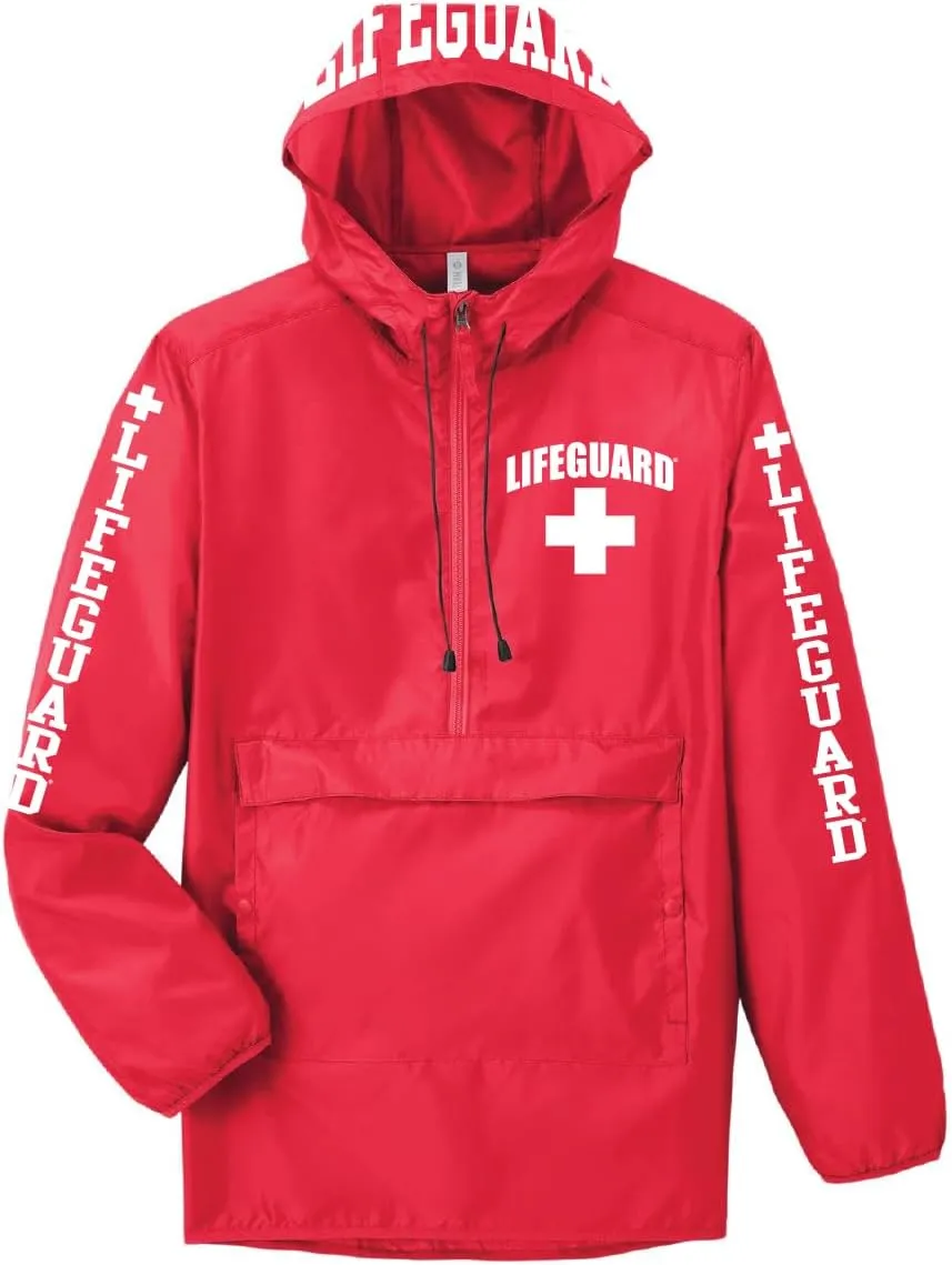 LIFEGUARD Windbreaker Quarter Zip Jacket - Water and Wind Resistant 100% Nylon Ideal for Men, Teens, Girls.