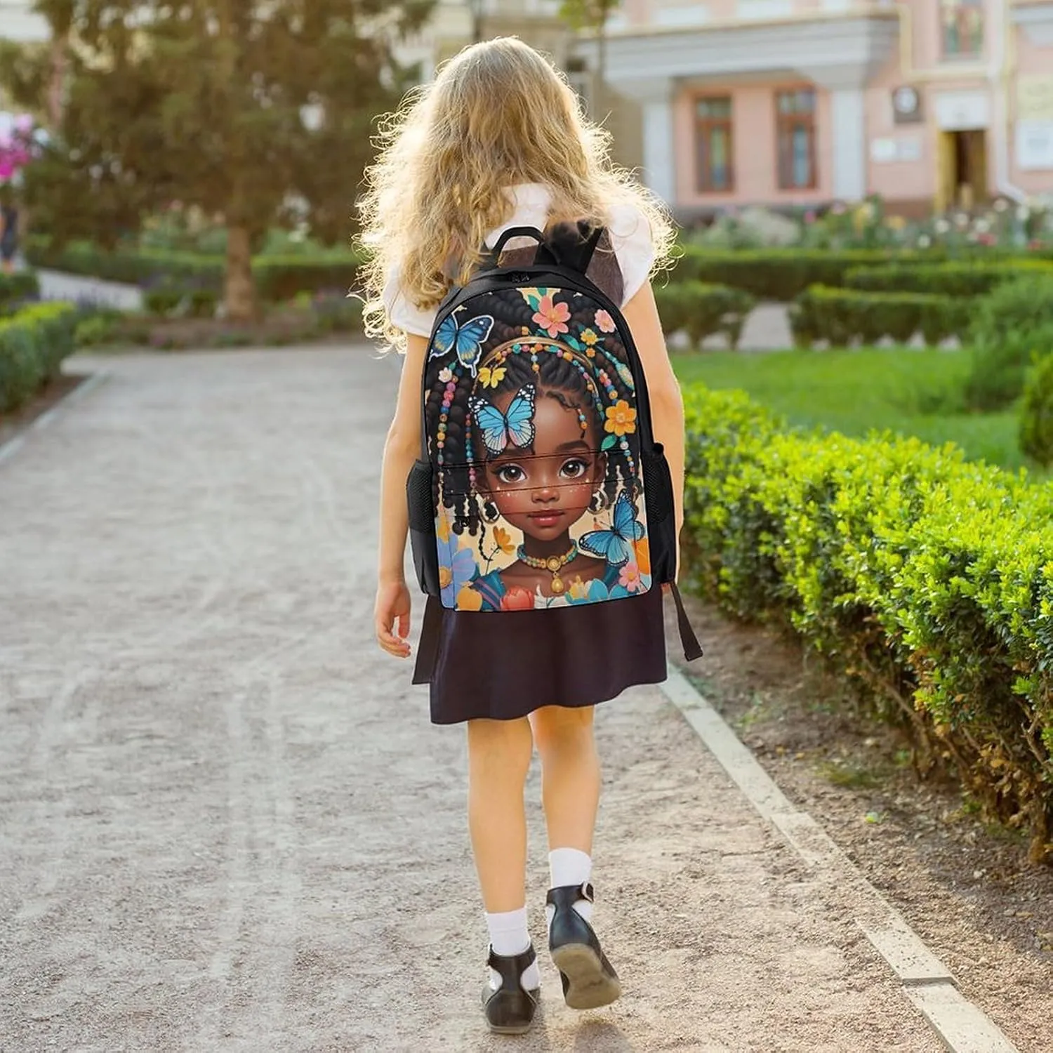 Lightweight Backpack for Gym Travel Bicycle - Big Capacity Multipurpose Anti-Theft Carry On Bag, Colorful Afro American Black Woman With Butterflies Art Travel Hiking Bag & Day Pack