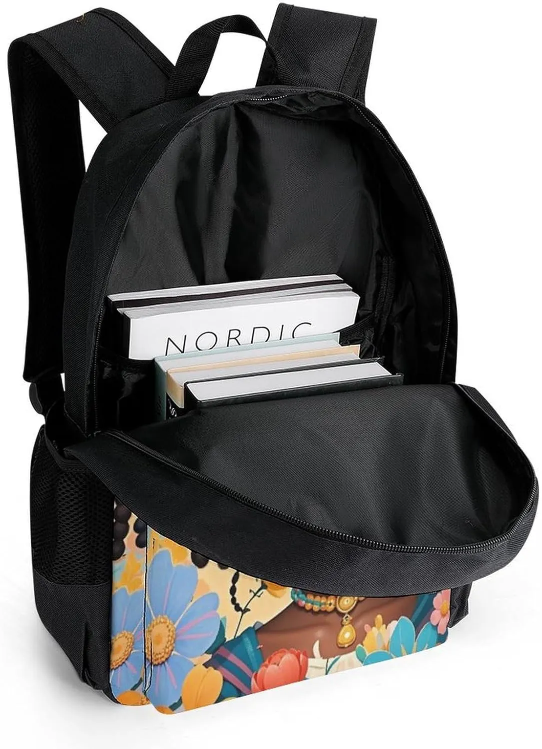 Lightweight Backpack for Gym Travel Bicycle - Big Capacity Multipurpose Anti-Theft Carry On Bag, Colorful Afro American Black Woman With Butterflies Art Travel Hiking Bag & Day Pack