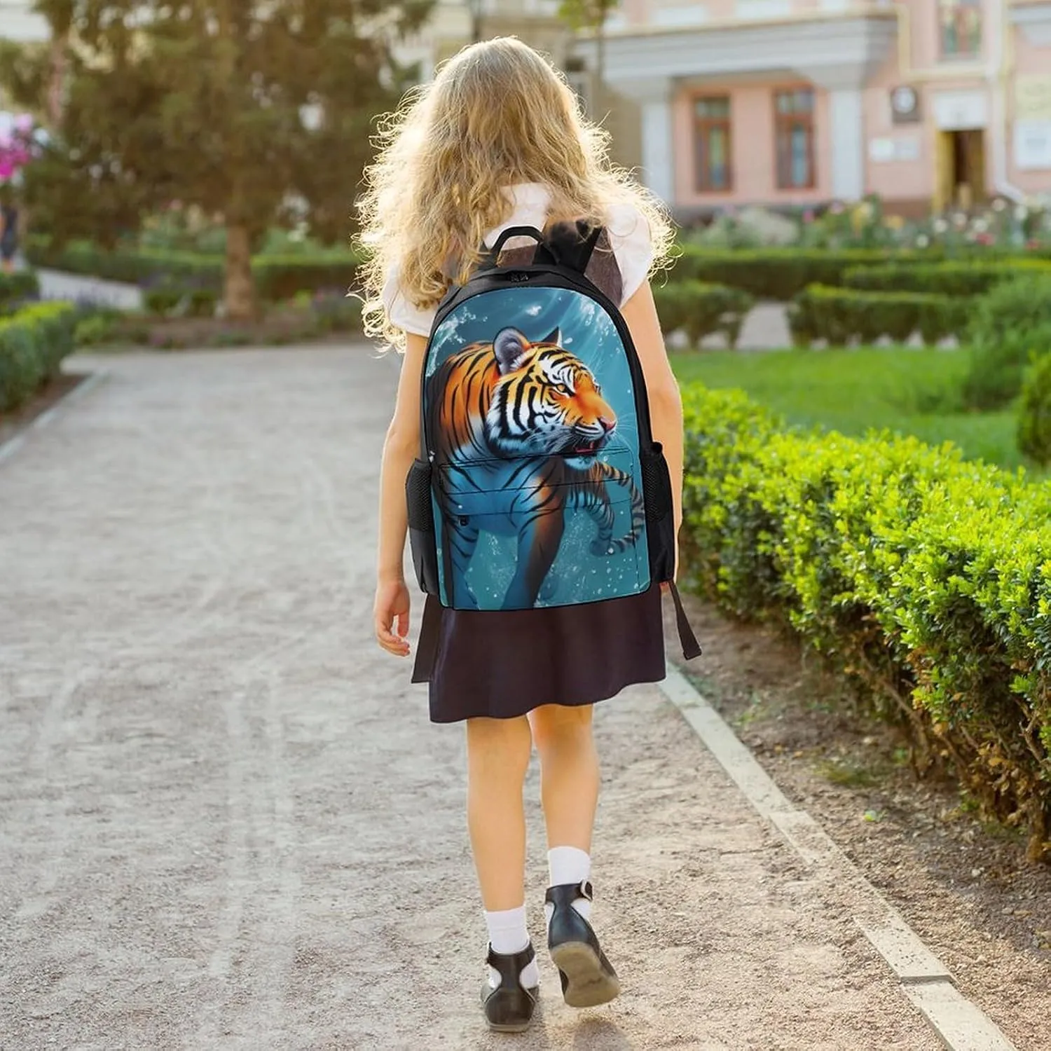 Lightweight Daypack for Camping Business Walking Cycling - Large Capacity Anti-Theft Multipurpose Bookbag, Beautiful Water Animal Tiger Abstract Art Gym Outdoor Hiking Backpack