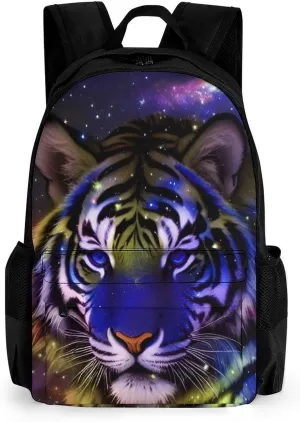 Lightweight Rucksacks for Climbing Outdoors Walking Cycling - Large Capacity Anti-Theft Multipurpose Carry On Bag, Mystic Fantasy Galaxy Sky Fantasy Wild Animals Tiger Art Camping Outdoor Backpack