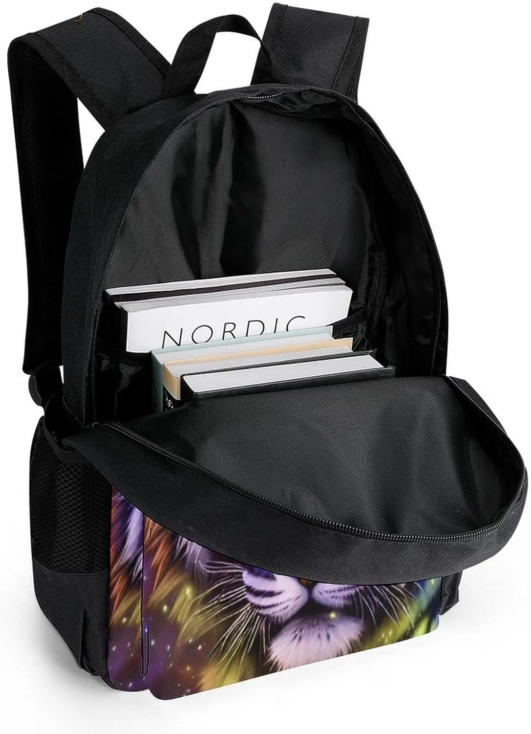 Lightweight Rucksacks for Climbing Outdoors Walking Cycling - Large Capacity Anti-Theft Multipurpose Carry On Bag, Mystic Fantasy Galaxy Sky Fantasy Wild Animals Tiger Art Camping Outdoor Backpack