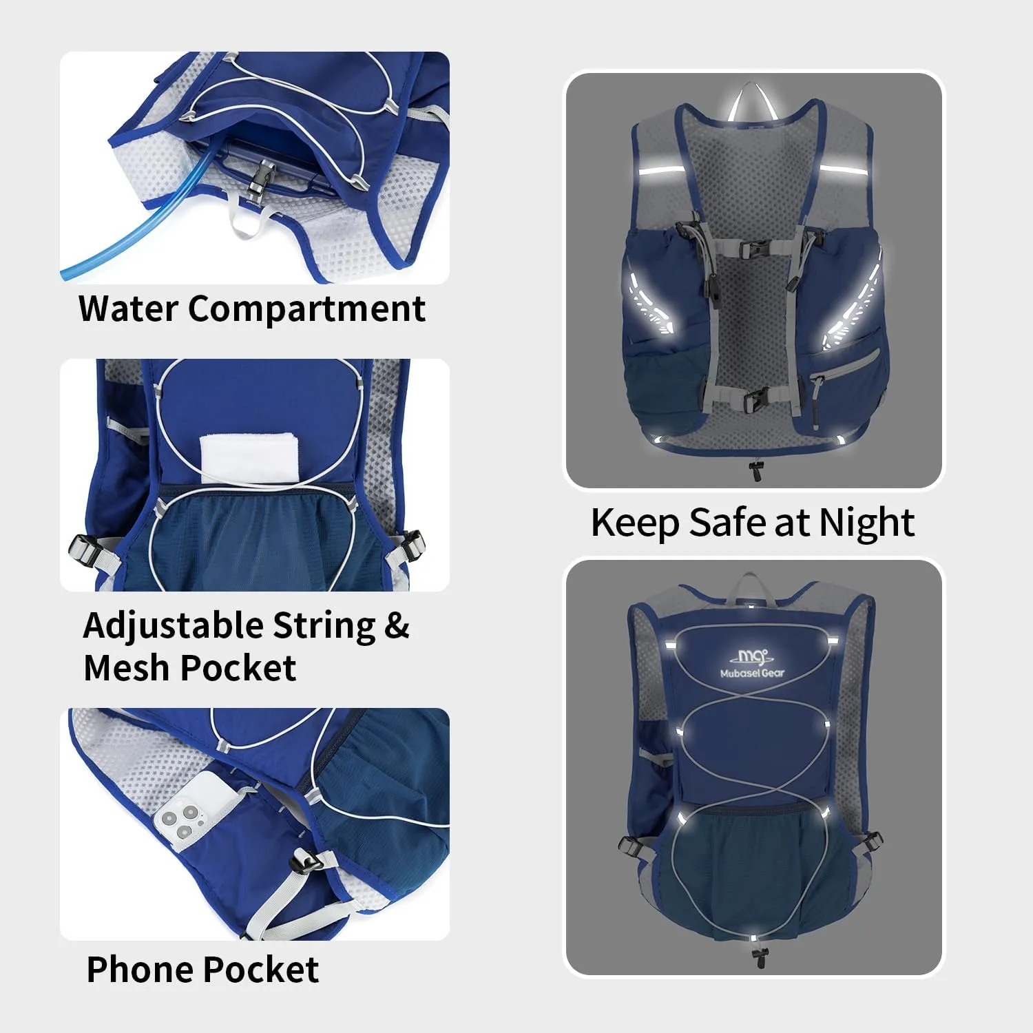 Lightweight Running Vest for Women and Men Hydration Backpack Pack with 1.5L Water Bladder Bag Running Gear Accessories for Hiking Trail Cycling Marathon