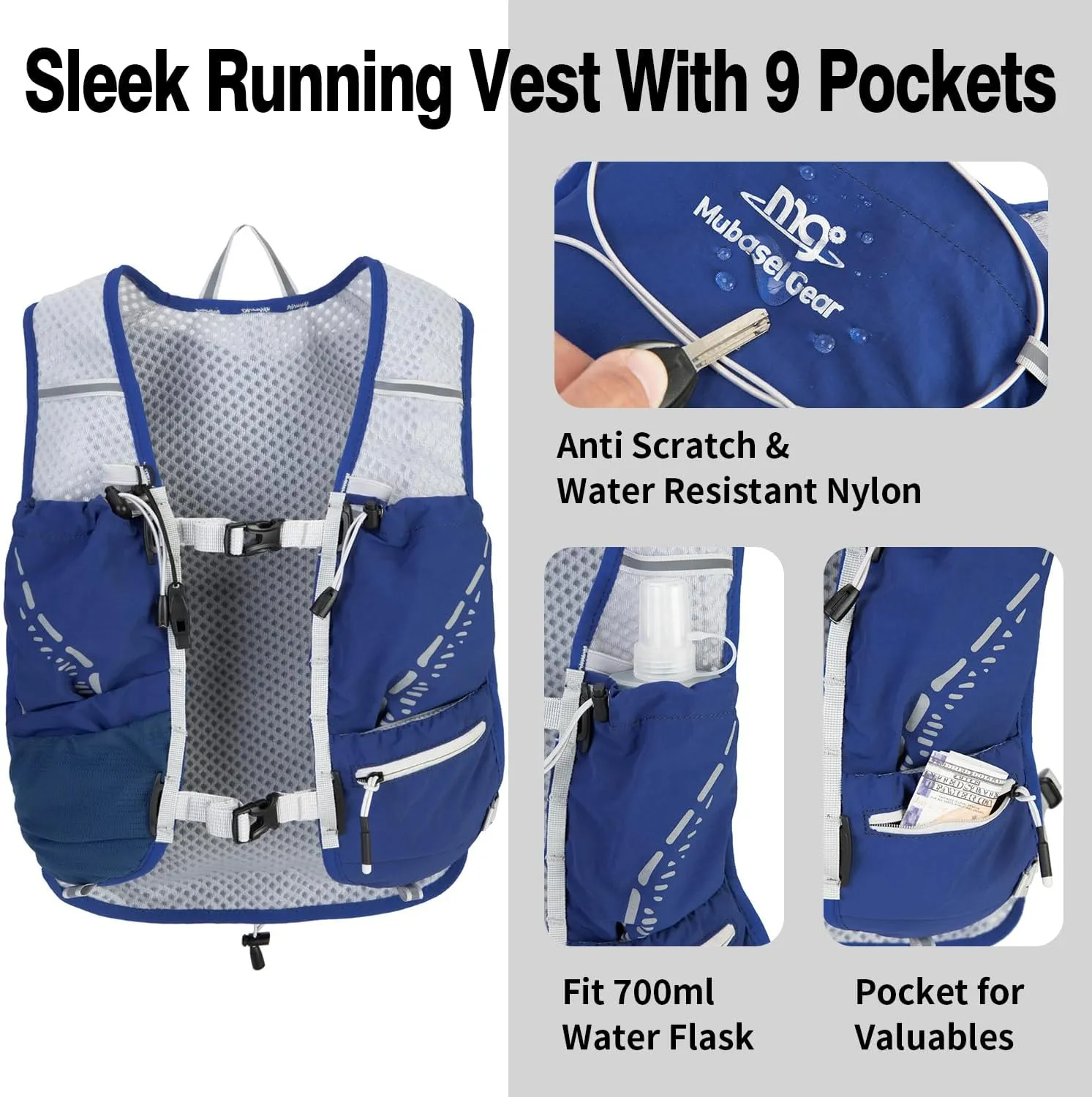 Lightweight Running Vest for Women and Men Hydration Backpack Pack with 1.5L Water Bladder Bag Running Gear Accessories for Hiking Trail Cycling Marathon