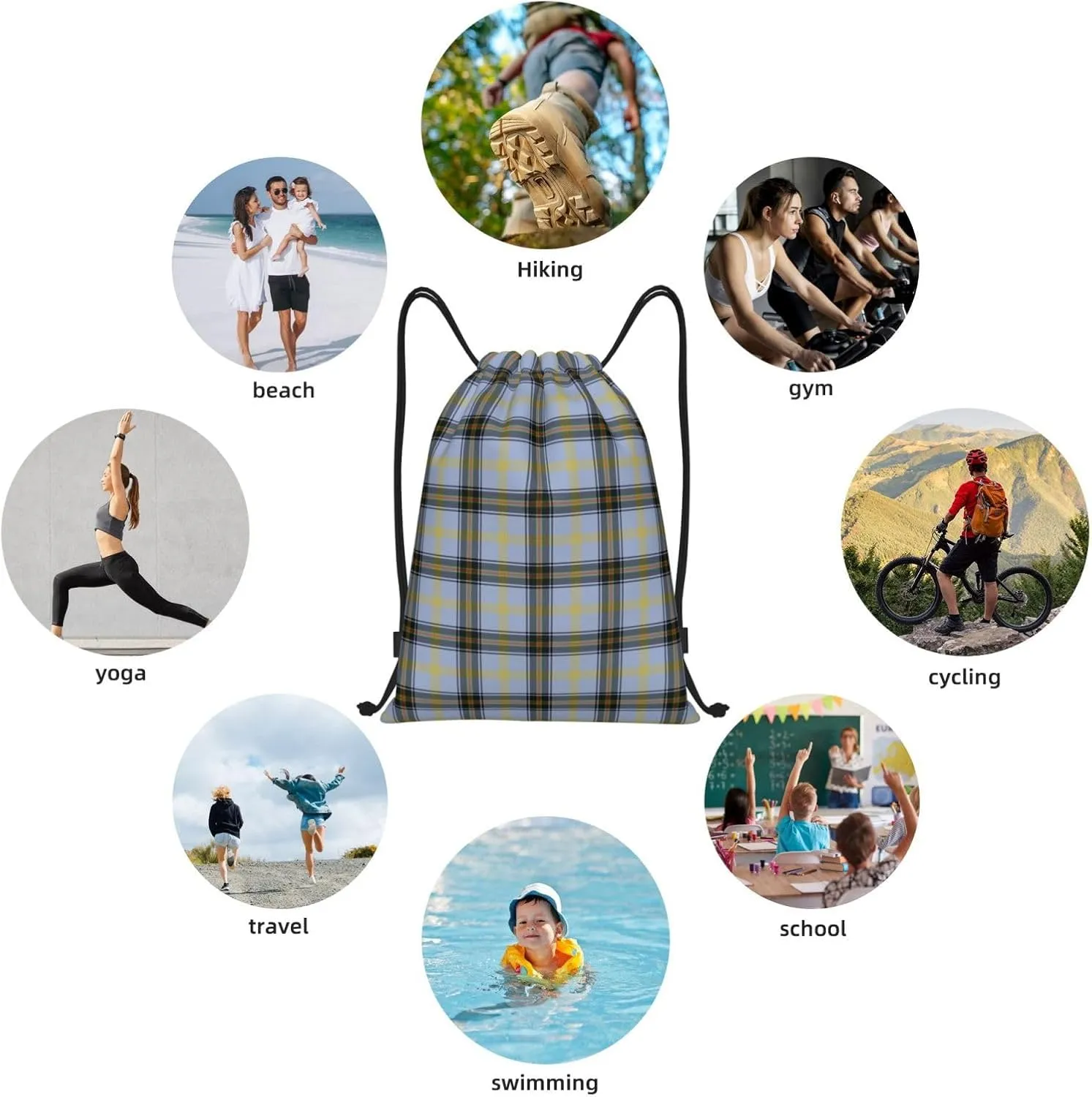 Lightweight String Bag Sack Drawstring Backpack for Sports Yoga Gym