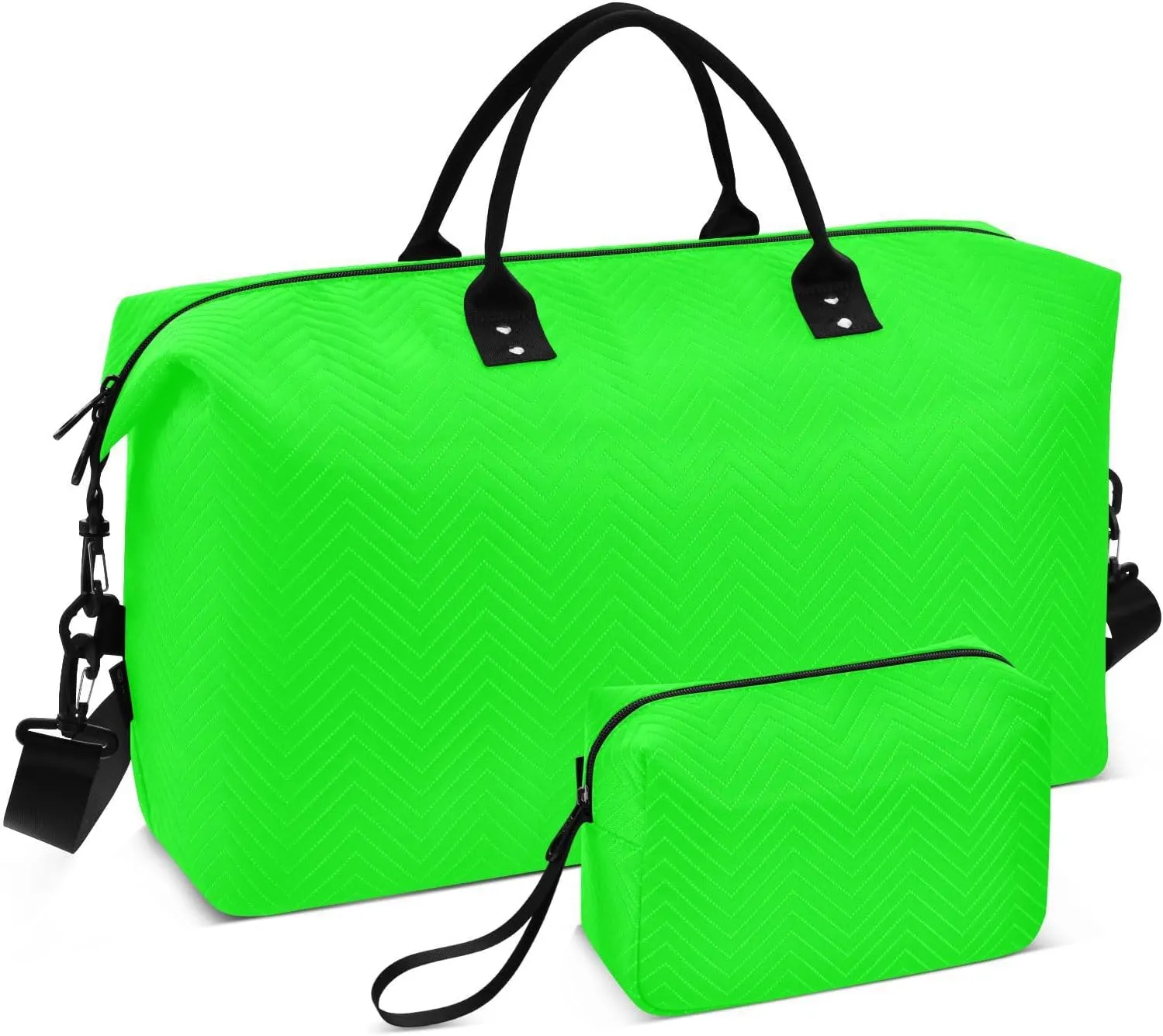 Lime Gym Bag for Women, Travel Duffel Bag with Cosmetic Bag, Carry on Weekender Overnight Tote Bag for Gym, Yoga, Dance