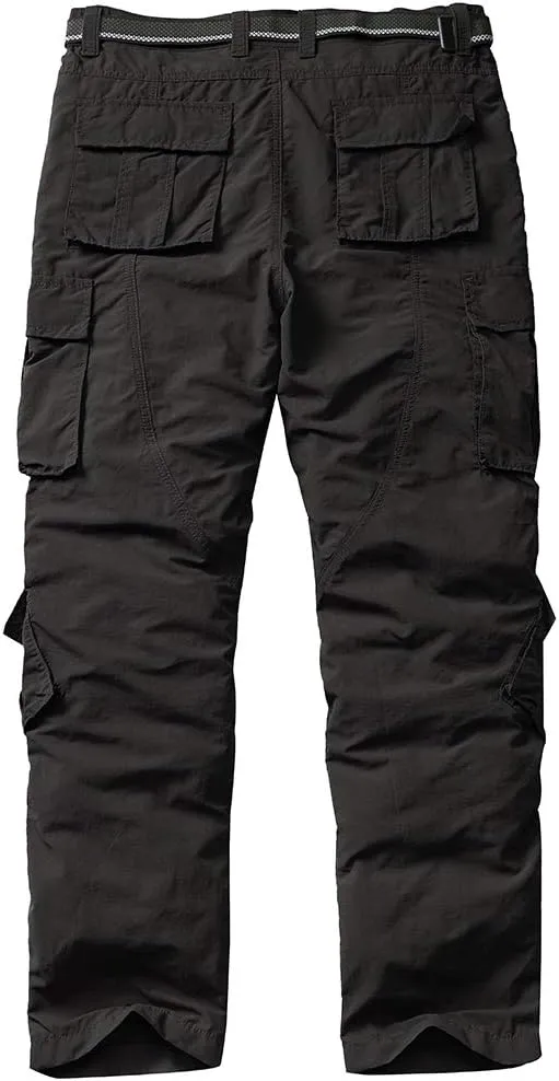 linlon Men's Outdoor Casual Quick Drying Lightweight Hiking Cargo Pants with 8 Pockets