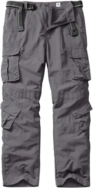 linlon Men's Outdoor Casual Quick Drying Lightweight Hiking Cargo Pants with 8 Pockets
